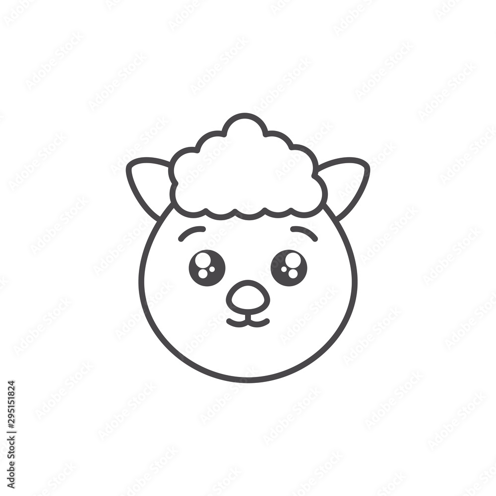 cute sheep animal farm line style icon