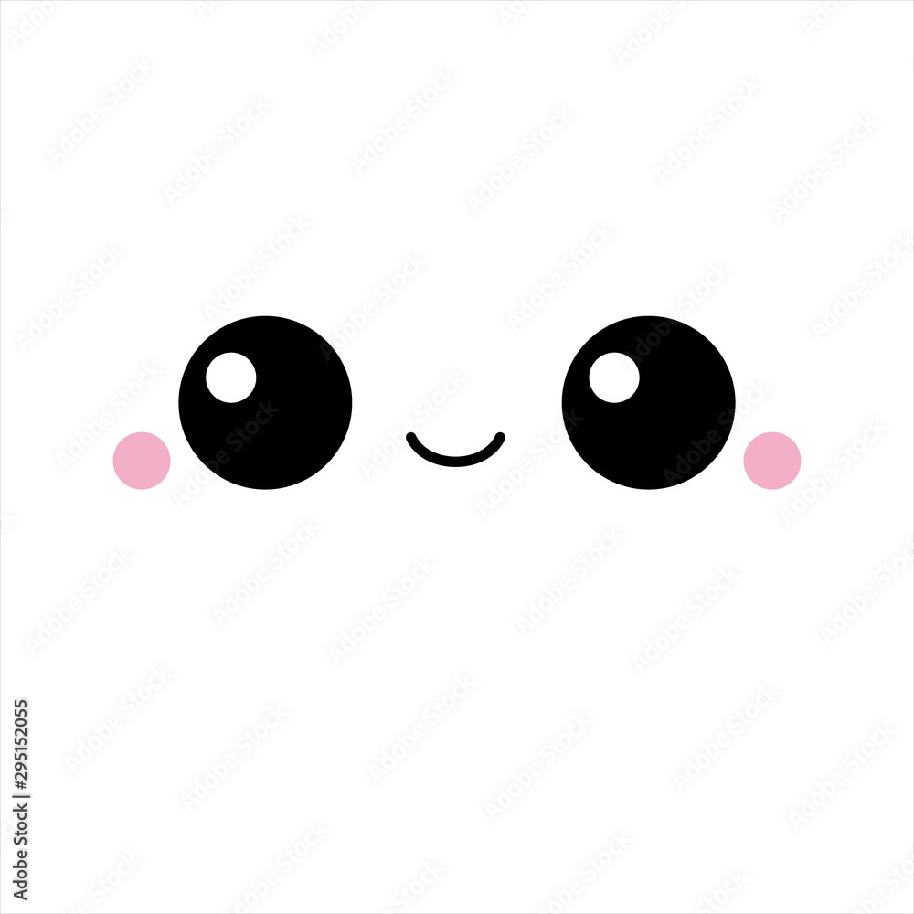 Vector illustration of a cute kawaii anime happy face. Векторный объект  Stock | Adobe Stock