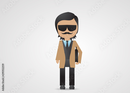 Mafia Gangster Cartoon Vector. Business Man - Isolated On Gray Background. Mafia Mob Character Design, Vector Illustration. Cartoon Gangster Mafia. Avatar Man Icon