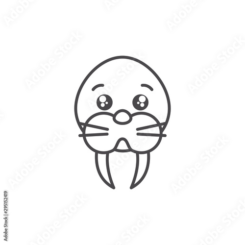 cute sea lion animal line style icon
