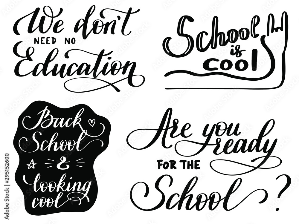 Collection of Back to School inscriptions phrases. Set of lettering written  slogans or phrases. Bundle of Back to School inscriptions. Vector  illustration 9922017 Vector Art at Vecteezy