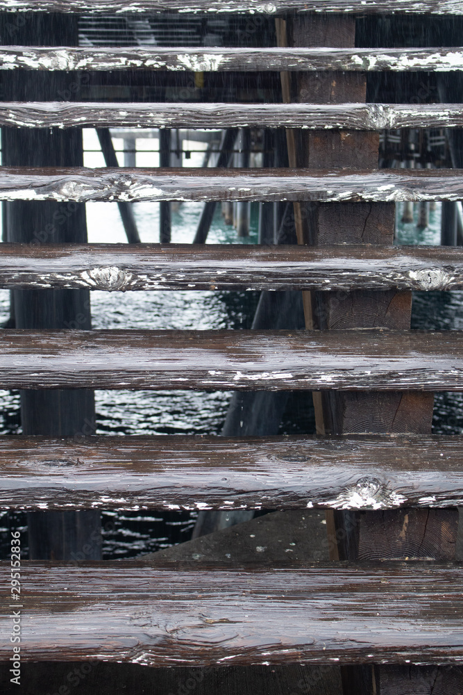 Wet Wood Stair Boards at Santa Monica Pier