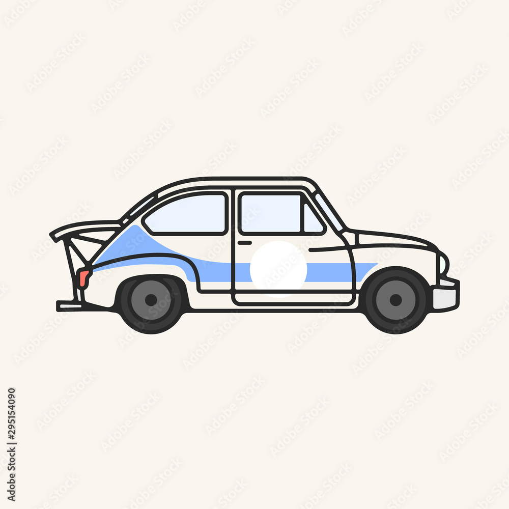 Vector illustration of a vintage 1960s Touring car in cream and blue.