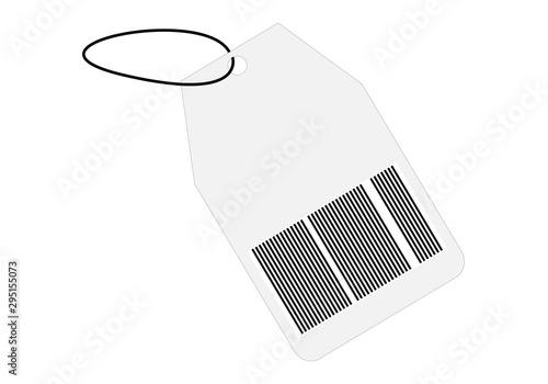 Etiqueta blanca con código de barras. 