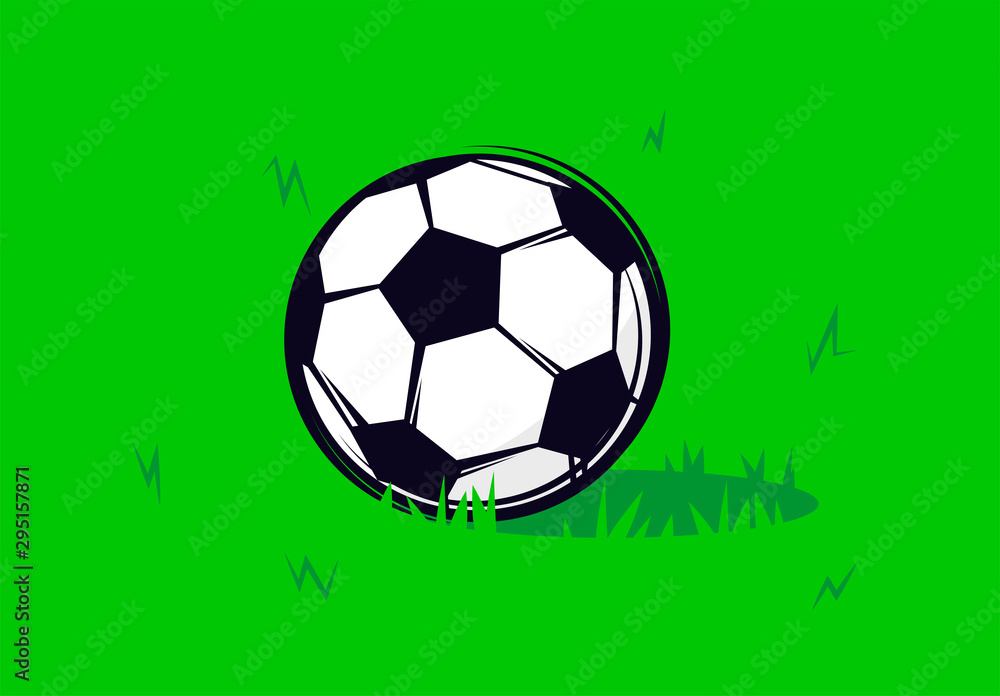 Obraz premium Vector illustration of a football ball on a football field, lawn