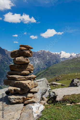 Stone cairn in Himalayas