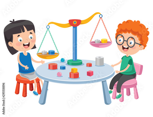 Little Students Using Scales Of Justice