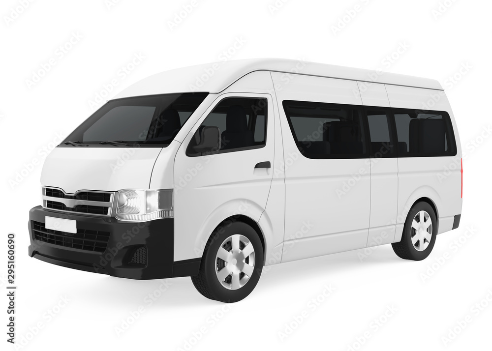 White Minibus Isolated