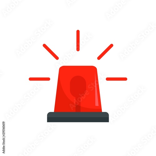 Red police flasher icon. Flat illustration of red police flasher vector icon for web design