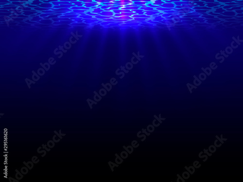 Ray of light in deep water. Vector illustration for poster or card.