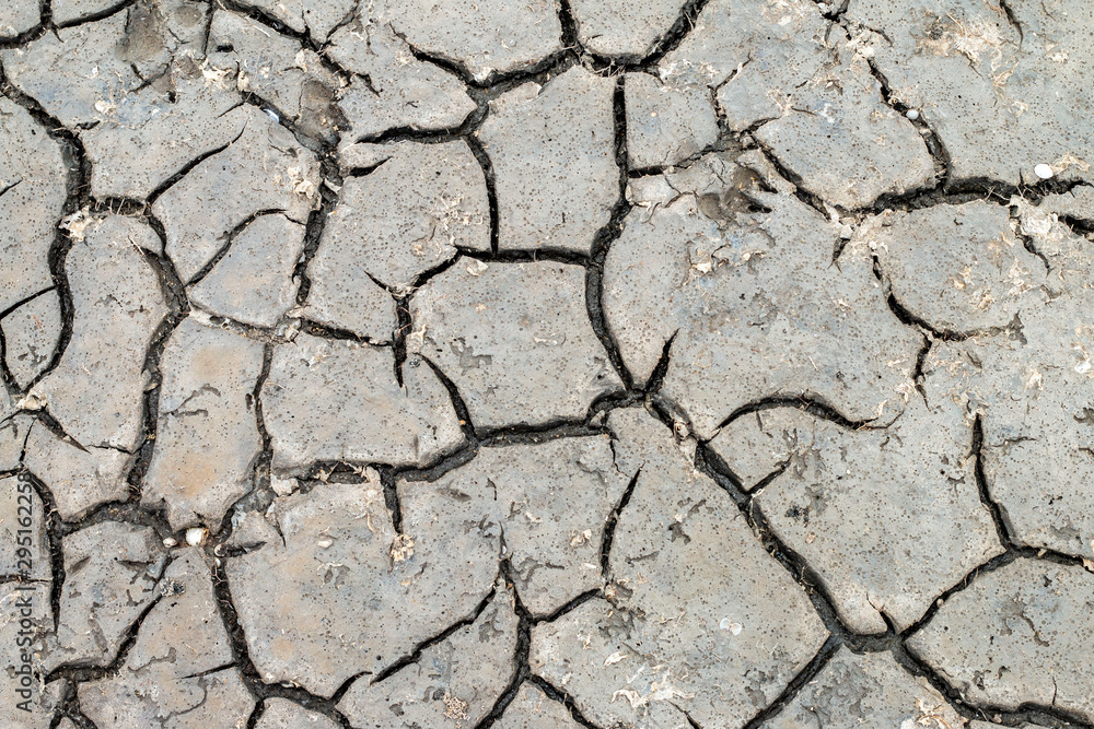 Fototapeta premium Dry mud background texture. Global Drought Warming