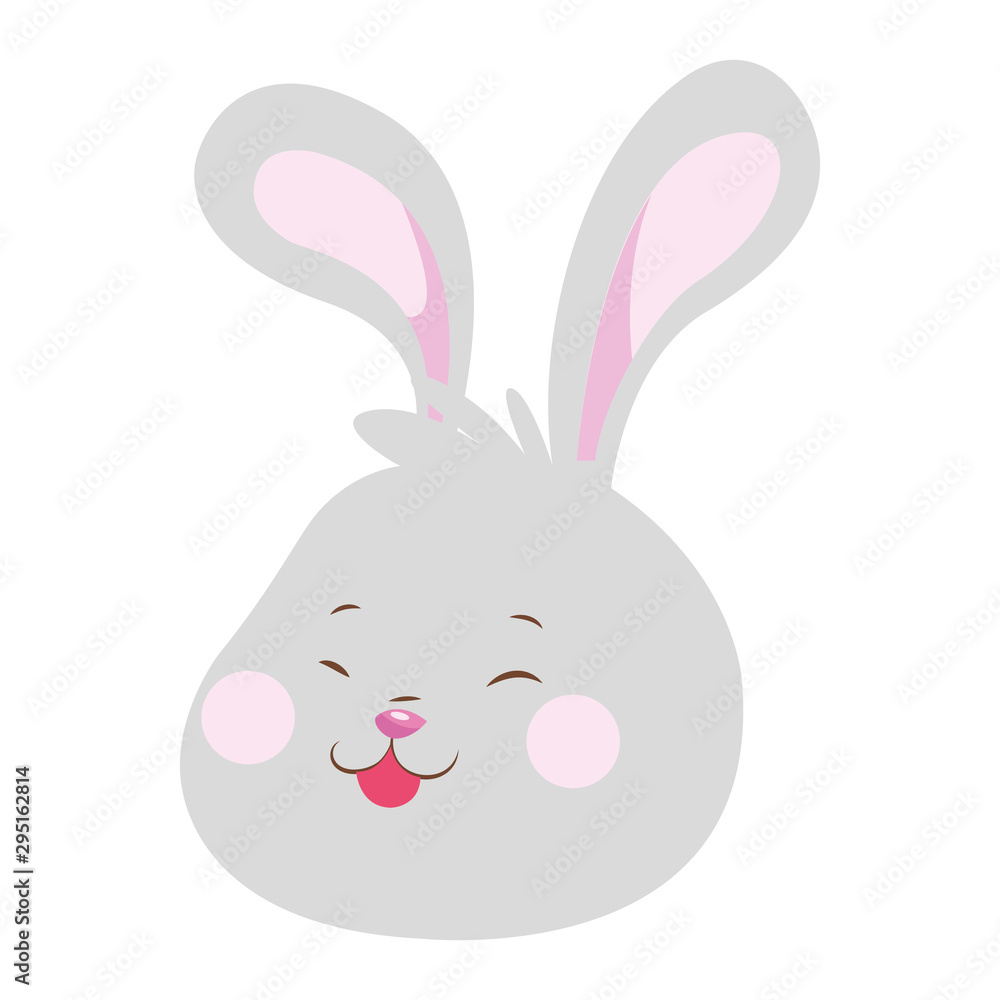 Cartoon Rabbit showing the tongue, flat design Cartoon Rabbit showing the tongue, flat design
