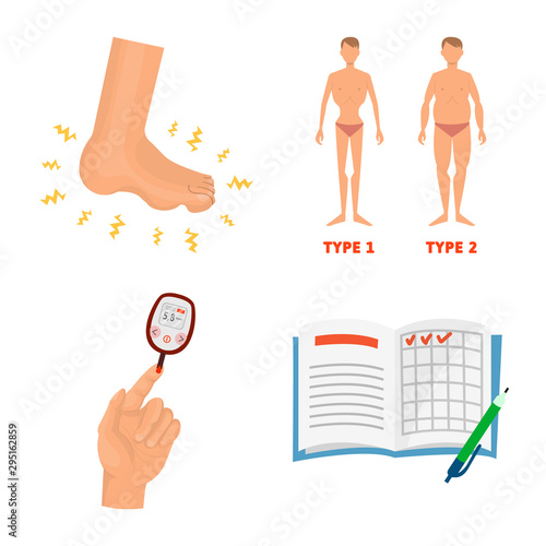 Isolated object of mellitus and diabetes sign. Set of mellitus and diet stock vector illustration.