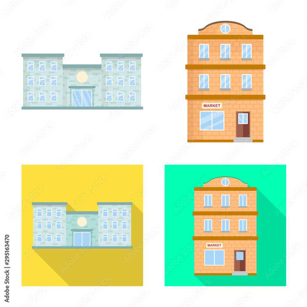 Vector illustration of municipal and center sign. Set of municipal and estate stock vector illustration. Vector illustration of municipal and center sign. Set of municipal and estate stock vector illustration.