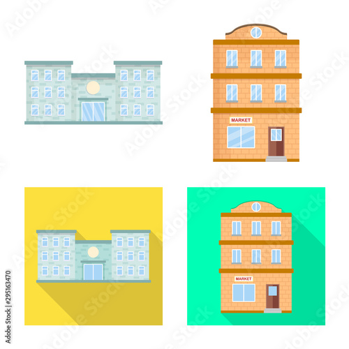 Vector illustration of municipal and center sign. Set of municipal and estate stock vector illustration.