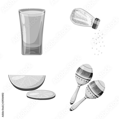 Isolated object of fajita and fiesta logo. Collection of fajita and celebration vector icon for stock.