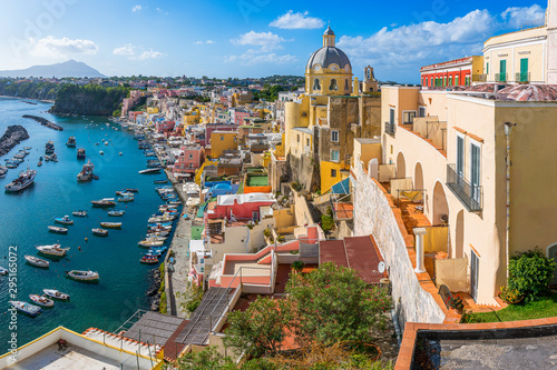 Panoramic sight of the beautiful island of Procida, near Napoli, Campania region, Italy.