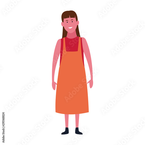 casual woman standing icon, flat design