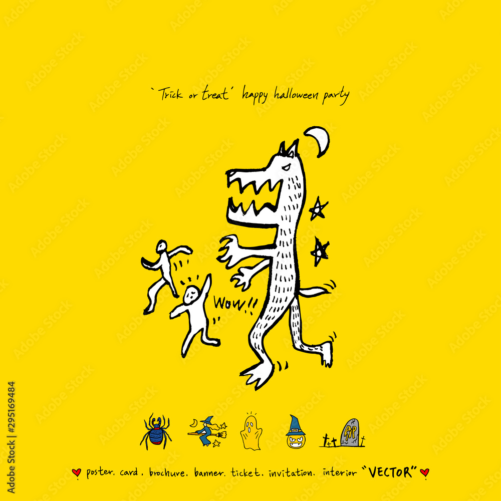 Fototapeta premium 할로윈 포스터 / 손으로 그린 할로윈 그림