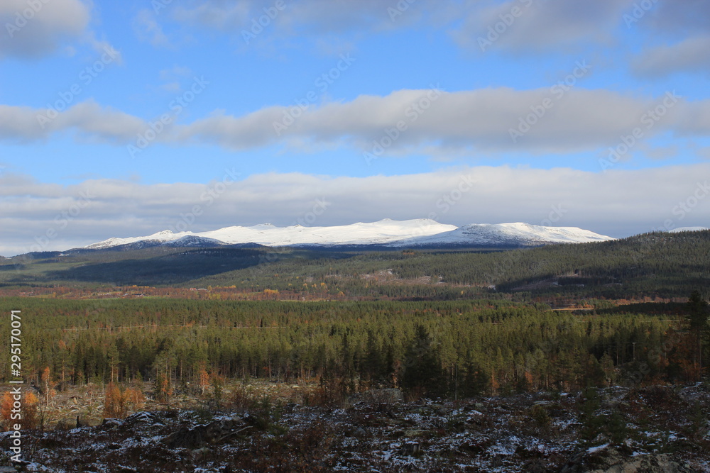 Snowy mountains in northern sweden