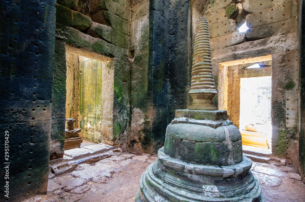 Siem Reap / Cambodia - May 27 / 2019 : a praying spot at preah khan temple at angkor wat temple complex