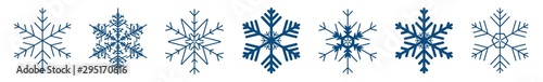 Snowflake Icon Dark Blue | Snowflakes | Ice Crystal Winter Symbol | Christmas Logo | Xmas Sign | Variations