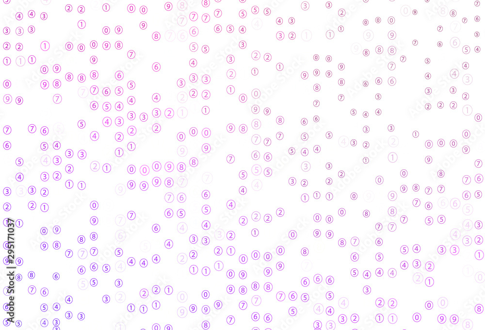 Light Purple, Pink vector template with isolated numerals.