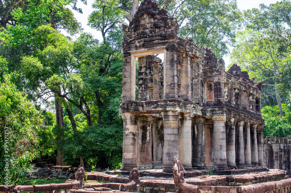 Siem Reap / Cambodia - May 27 / 2019 : internal view of the preah khan temple at angkor wat temple complex