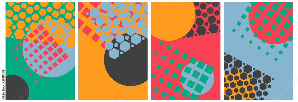 Fototapeta premium Abstract background, template, artistic covers design, colorful texture. Trendy pattern, graphic poster, geometric brochure, card. Vector illustration. 