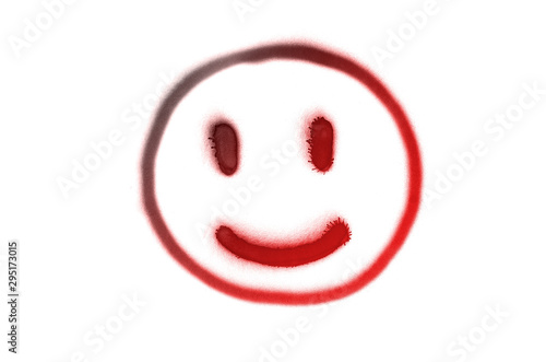 Graffiti smile sign sprayed on white isolated background
