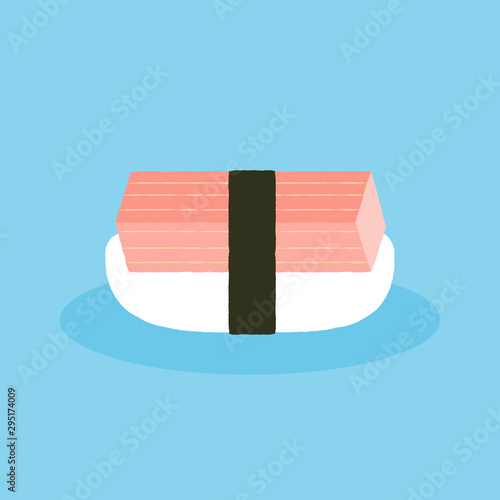 Vector illustration of traditional japanese crab stick nigiri sushi.