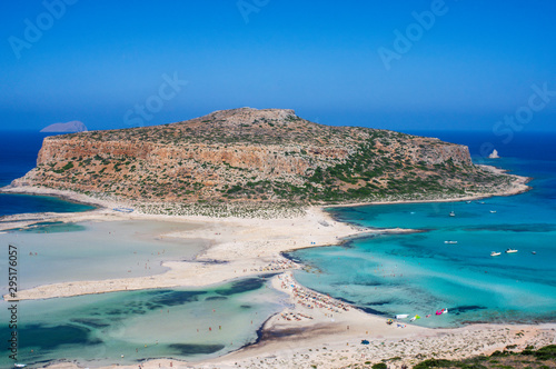 The view of Balos Lagoon with turquoise waters in Creta Island  Greece