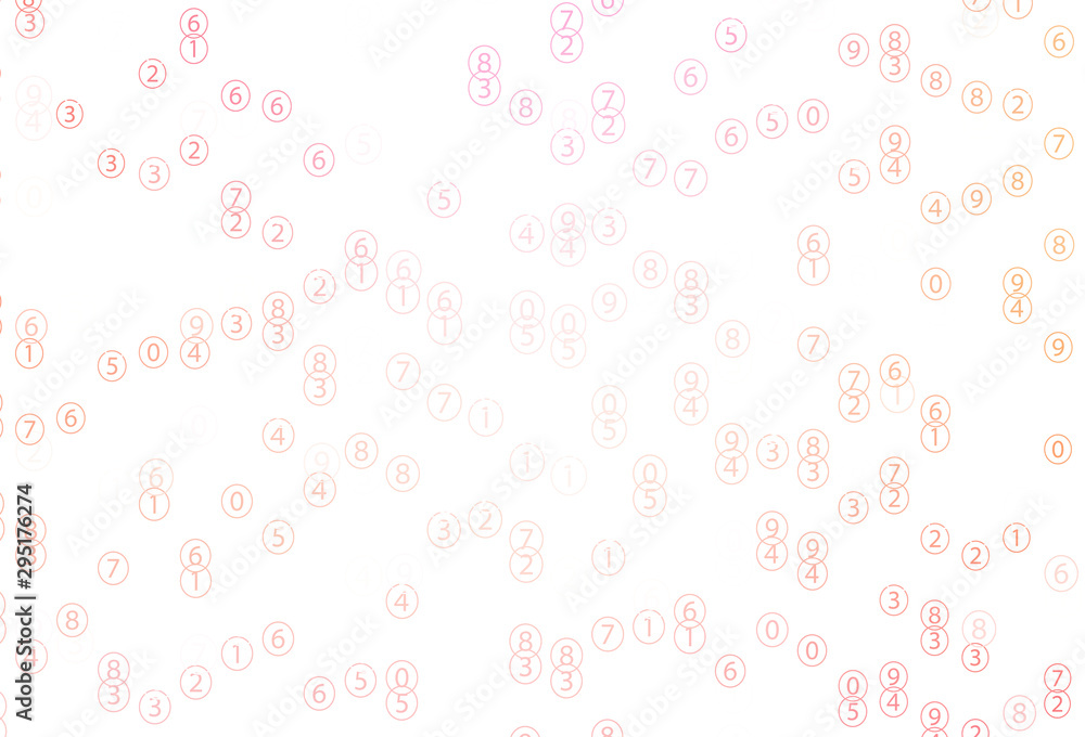 Light Pink, Yellow vector template with isolated numerals.