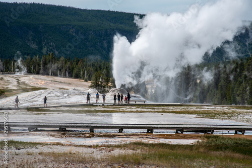 Geothermal feature at old faithful area at Yellowstone National Park (USA)