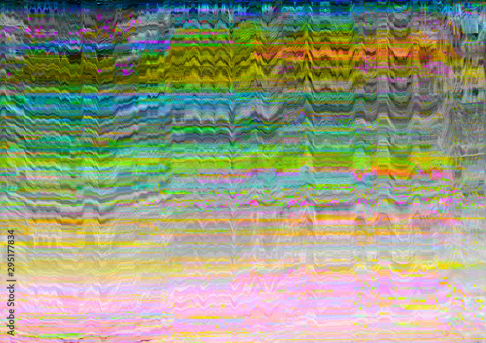 Screen glitch. Signal error. Multicolor static noise pattern overlay.
