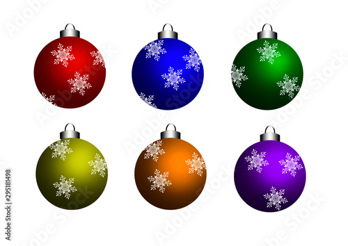 Colorful Christmas balls on the tree. New year  Christmas decoration on the Christmas tree
