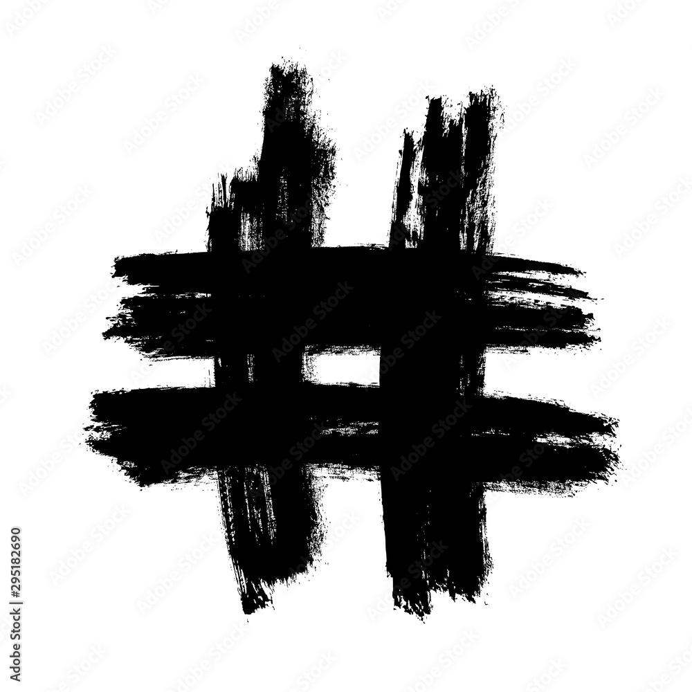 Fototapeta premium Hashtag symbol cross plus logo sign icon template design element, Grunge hand drawn hashtag