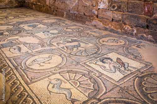 Mosaics from the former byzantine church of Petra, Jordan