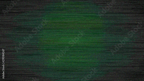 Green Digital Screen Noise in Vignette Dark Background