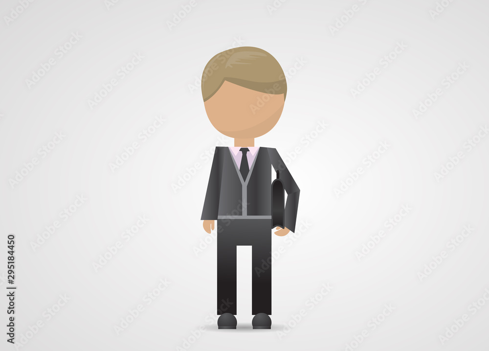 Business Man Cartoon Vector. Businessman With Briefcase - Isolated On Gray. Company Staff. Corporate Worker. Flat Design Cartoon Character Vector. Businessman In Business Suits. Avatar Man Icon Business Man Cartoon Vector. Businessman With Briefcase - Isolated On Gray. Company Staff. Corporate Worker. Flat Design Cartoon Character Vector. Businessman In Business Suits. Avatar Man Icon