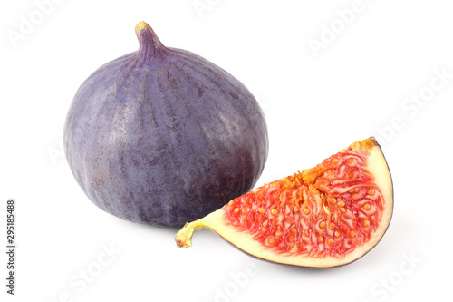 Figs with cut slice isolated on white background