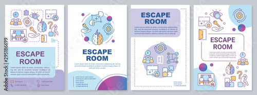 Escape room brochure template. Quest flyer, booklet, leaflet print, cover design with linear illustrations. Strategy, logic game. Vector page layouts for magazines, annual reports, advertising posters