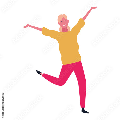 cartoon happy woman icon, flat design