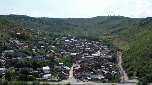 Aerial view of gypsy settlement in Richnava village in Slovakia photo