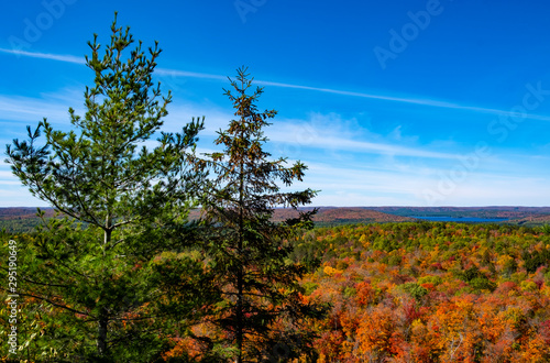 Beautiful Fall Colors and Vistas Seen from Centennial Ridges Hiking Trail in Algonquin Park