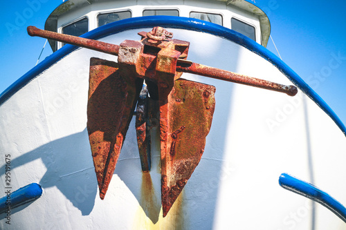 anchor on front of boat