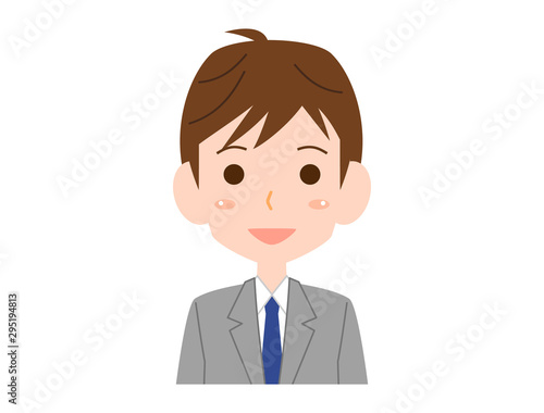 男性　スーツ　バストショット　笑顔