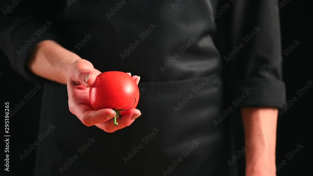 Chef cooks a salad, working with a vegetable Chef cooks a salad, working with a vegetable