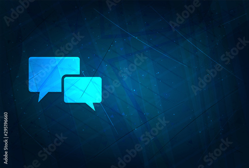 Chat bubble icon futuristic digital abstract blue background