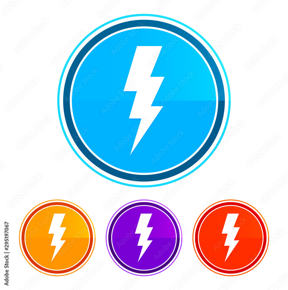 Lightning bolt icon flat design round buttons set illustration design Lightning bolt icon flat design round buttons set illustration design